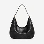 The Greta Woven Crescent Bag in Black
