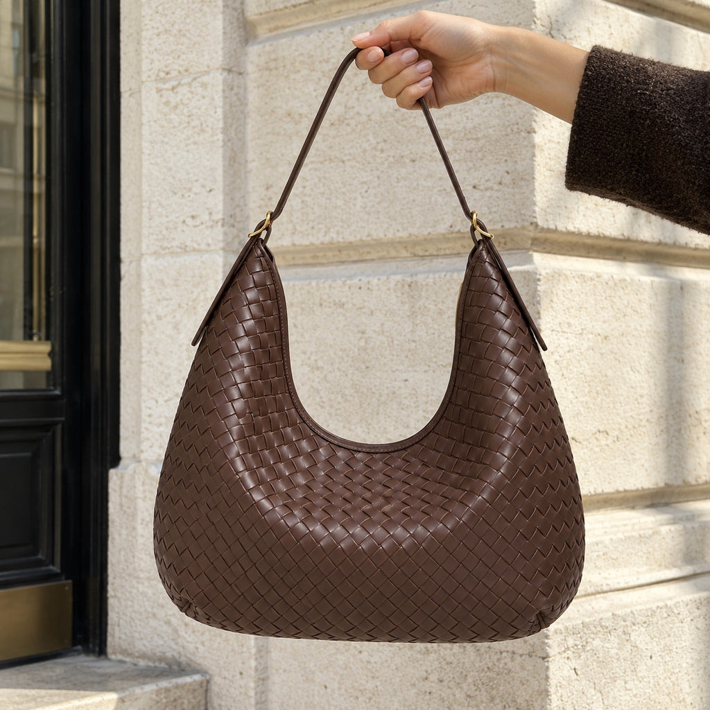 The Greta Woven Crescent Bag