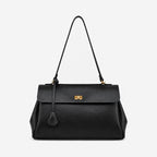 The Marta Turn-Lock Shoulder Bag in Black