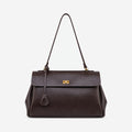 The Marta Turn-Lock Shoulder Bag in Espresso