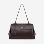 The Marta Turn-Lock Shoulder Bag in Espresso