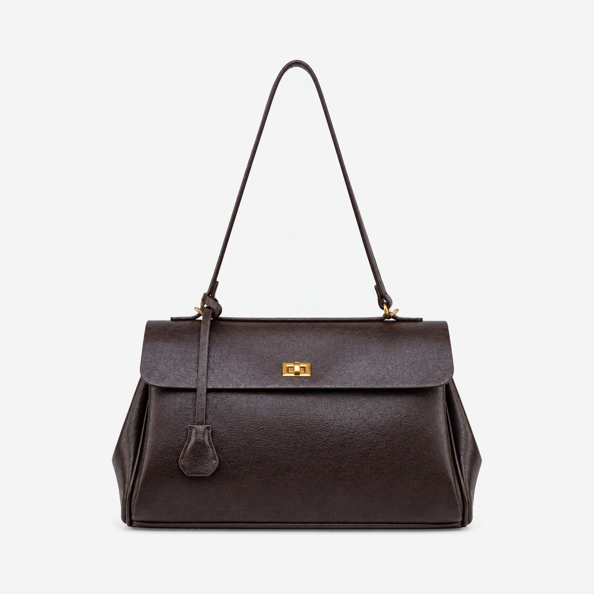 The Marta Turn-Lock Shoulder Bag in Espresso