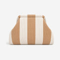 The Alba Frame Makeup Bag in Beige Stripe