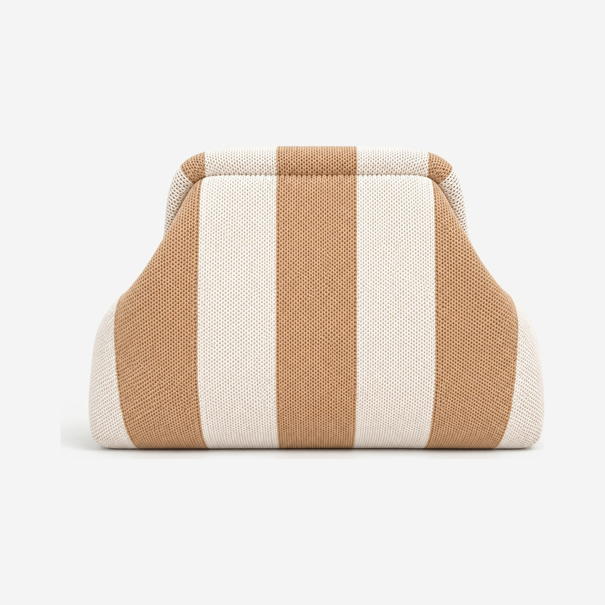 The Alba Frame Makeup Bag in Beige Stripe