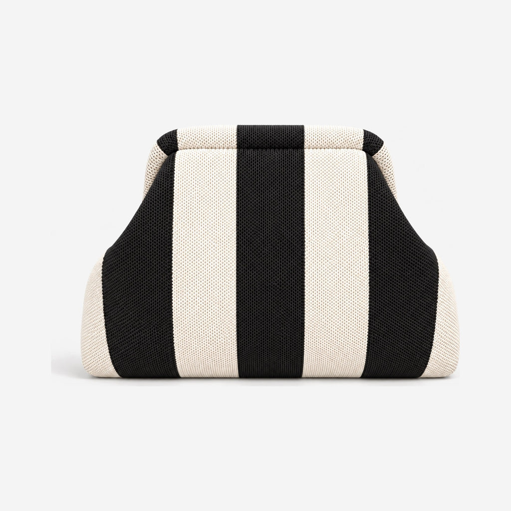 The Alba Frame Makeup Bag in Black & Cream Stripe