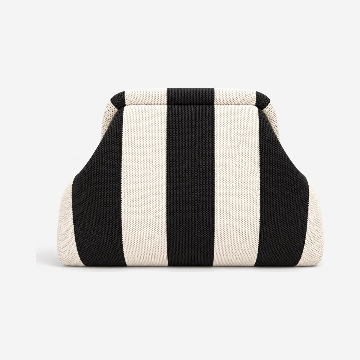 The Alba Frame Makeup Bag in Black & Cream Stripe